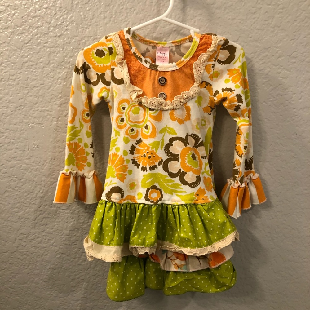 Like new Giggle Moon dress and pants set 24M